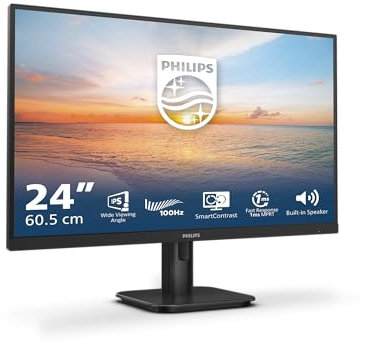 Philips 24E1N1200A - Monitor Full HD da 24 pollici, 120 Hz, Adaptive Sync., altoparlanti (1920x1080, 1x D-Sub, 1x HDMI 1.4, 1x DisplayPort 1.2) nero