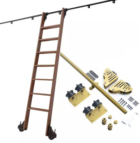 ZNGEPHAP 3,3-24 Fuß Schiebeleiter-Kit, rollende Bibliotheksschienen, Hochleistungs-Gleitschienen (ohne Leiter), Leiterschienen für Bücherregallager, mobiles Hardware-Schienen-Kit, Gleitschienen (12 F