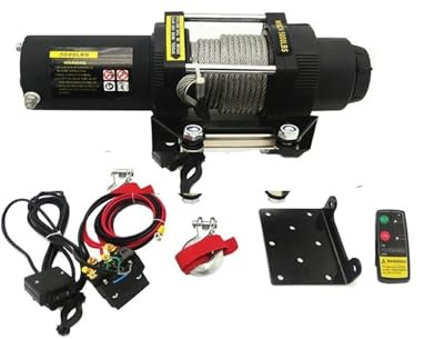 TIEOAXFT Cabrestante eléctrico de 12 V/24 V con Control Remoto, cabrestante de tracción eléctrico portátil de 5000 Libras Adecuado for Cuerdas de Remolque de automóvil(12v Remote Control)