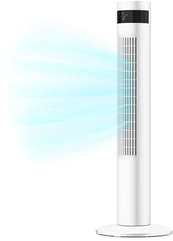 Tower Fan With Remote, Cooling Tower Fans that Blow Cold Air for Bedroom Office, 85° Oscillating Standing Bladeless Floor Fan for Home, 24ft/s Velocity, 3 Modes, 3 Speeds, 12Hrs, 36 inch (White)