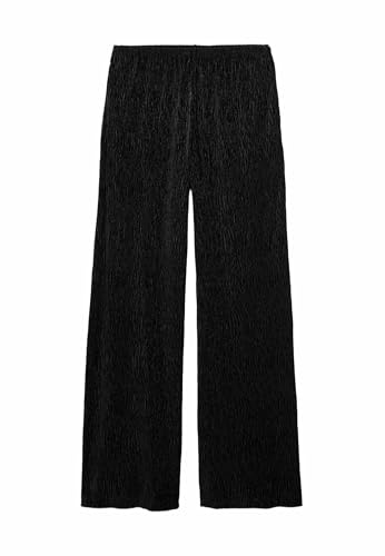 Marks & Spencer Pantalones de Pernera Ancha de Terciopelo con Efecto Arrugado Negro UK 12 (EU 40)