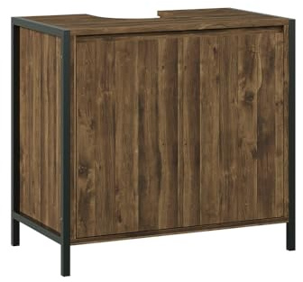Vicco Mobile sottolavabo per bagno Naola, Quercia/nero, 70 x 65 cm con 2 scomparti chiusi, per la conservazione di articoli da bagno e asciugamani