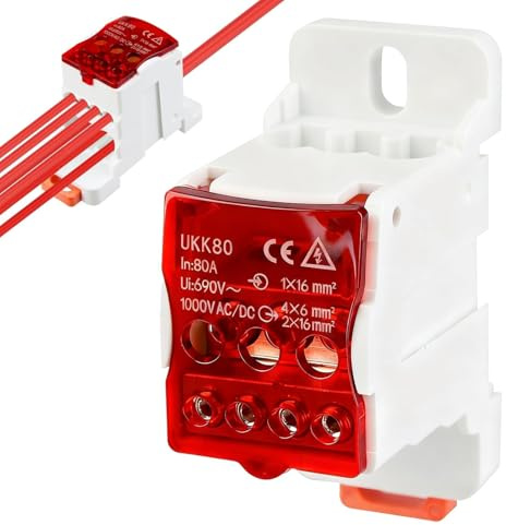 Bornier UKK-80A 690V Boîte de Jonction Répartiteur Electrique | Bornier Rail Din avec Couvercle de Protection pour Armoires de Distributio Armoires Haute Tension
