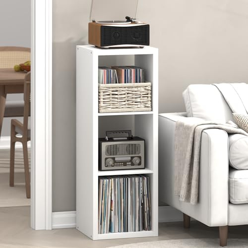 Furinno Cubicle Tocadiscos con Compartimento 4 Cubos 1,2 Estante Abierto para CD DVD BLU-Ray Juegos Sala de Estar Oficina Pino ámbar