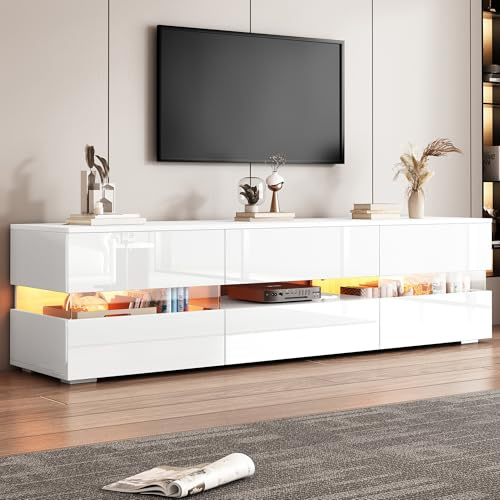 ECLIVON TV-Schrank Fernsehschrank mit LED Streifen,Fernsehtisch 160 cm lang