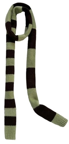 Kashmirscarf， Stickad ullhalsduk for kvinnor, flerfärgad, 180x12cm(Green)