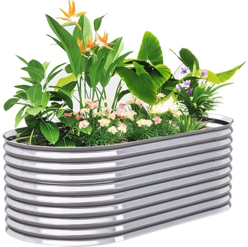 Outsunny Carré Potager de Jardin Potager Surélevé 160x80x56cm Argent | Acier Galvanisé, Jardinière Exterieur Modulaire, Résistant à la Rouille, pour Légumes Fleurs Herbes Jardin