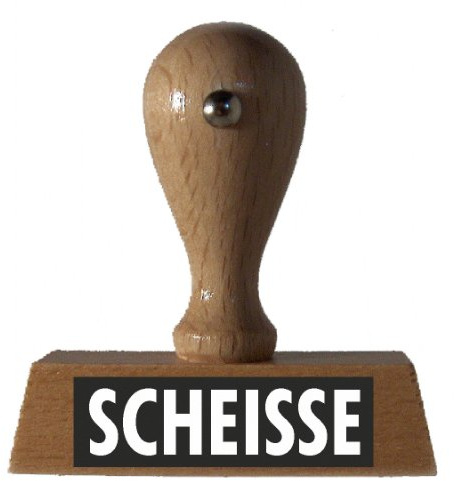 DieStempelGmbH SCHEISSE Holzstempel 28mm rund grau