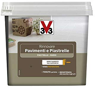 V33 Smalto Rinnovare Piastrelle e Pavimenti, Bianco Piuma Satinato, 0.75 l