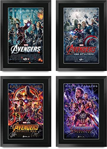 HWC Trading A3 FR Avengers Unendlichkeit War Endgame-Film-Plakat Downey Jr, Evans, Hemsworth Signed A3 Printed Autogramm Film Geschenke drucken Fotobildanzeige (alle 4 Poster)