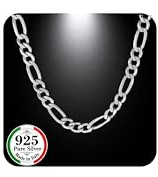 QUADRI - 925 silverhalsband - elegant med Figaro-modellkedja för män/kvinnor - bredd 7 mm - längd 46| 51 | 56 | 61 | 66 cm - certifierad tillverkad i Italien, 24 - Large, Sterlingsilver, Det är inte