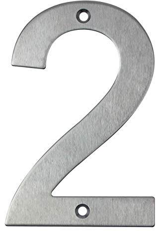 Numéro de Rue/Maison en Acier Inoxydable Argenté - A visser - 100mm - n°2