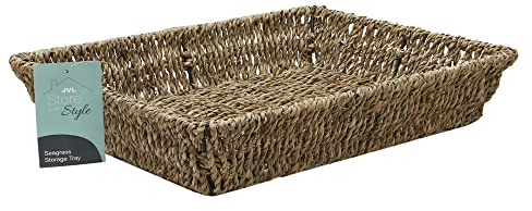 JVL Seagrass Rectangular Storage Tray, Natural
