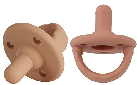 Schnuller 2er-Pack, Baby Soft Silicone Schnuller Für Babys von 0+ Monaten (Muted+Apricot)