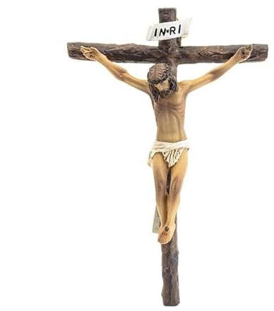 Crucifijo Cristo de la Buena Muerte Resina Pintado a Mano 13 cm