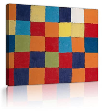 Grosse Paul Klee Moderne Giclée Drucke Farbkarte 'Qu 1' Abstrakte Malerei für Wohnzimmer Dekor Rustikale Schlafzimmer Poster Dekor 40x55cm Innenrahmen