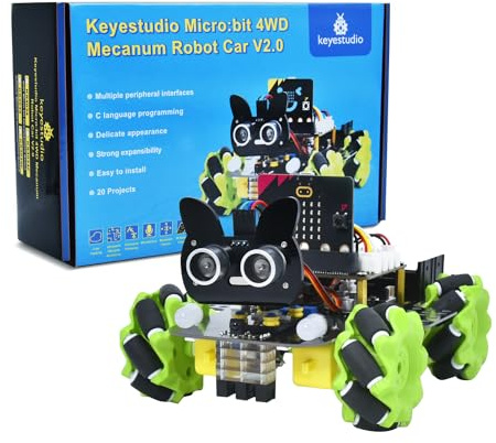 KEYESTUDIO BBC Microbit V2 Starter Kit, Kit di programmazione elettronica per 14+ adolescenti adulti, include Micro bit V2, Makecode e Python Code, PC Barebone