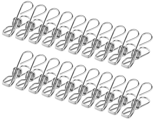 Vicloon Klädespinnar, Klädnypor i rostfritt stål 38-pack, 4.5 cm starkt grepp metall tvättklämmor, anti-rost hållbara klädnypsklämmor i metall för tvättlina, klädstrumphängare, kök, kontor