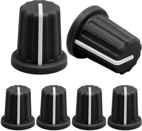 Hordion Potentiometer-Drehknopf für Gitarre, Lautstärkeregler, 6 mm, D-Typ, Schwarz, 6 Stück