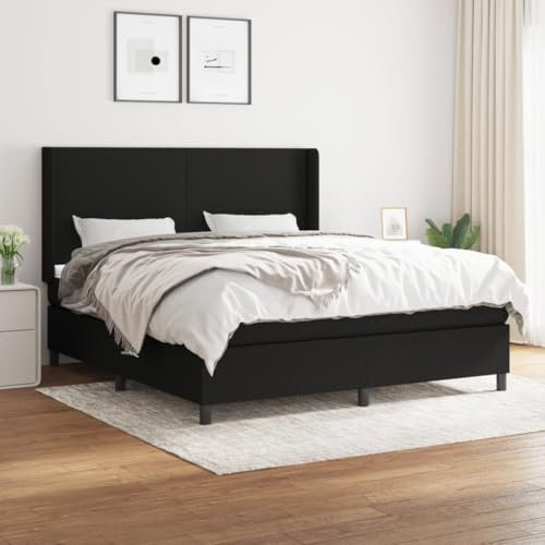 qohoio Boxspringbett mit Matratze Schwarz 160x200 cm Bett Boxspringbett Schlafzimmer MöBel Betten Bett Mit Matratze Stoff - 3131283