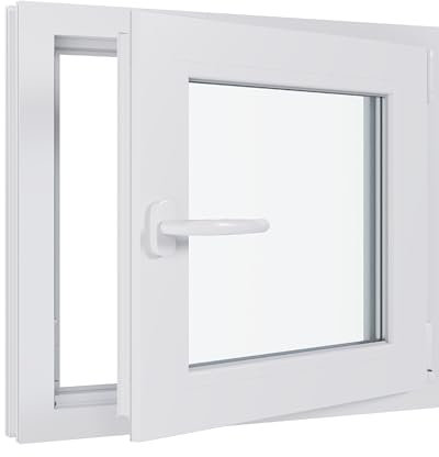 Kunststofffenster Kellerfenster Fenster - 3-fach Verglasung - weiß/weiß - 1000x500 mm DIN Rechts