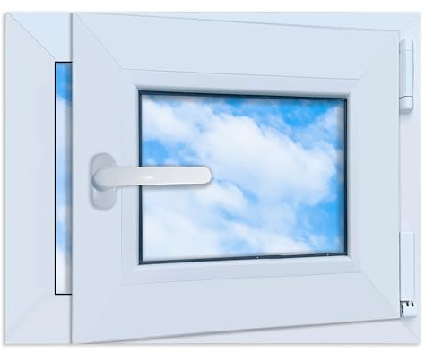 LORAC | Fenêtre en plastique blanc 500 x 400 mm, 50 x 40 cm, PCV, DIN droite, inclinable et exposable, double vitrage, économe en énergie – Fenêtre avec certificat CE pour cave et appartement