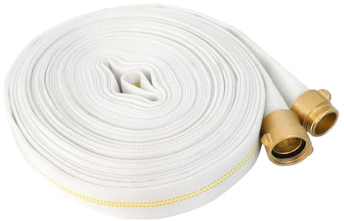 ATOLS Fire Hose,1-1/2 ID X 100 FT, 450PSI Burst Pressure, Industrial Fire Hydrant Hose with NST/NH Brass Couplings for Indoor Use