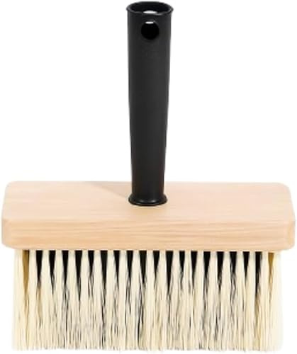 Deckenbürste Kleisterbürste 17 x 7 cm – Tapezierquast Malerbürste Quast | Synthetikborsten Holzaufnahme Eimerhaken | Tapezier- & Kleisterarbeiten Wand Decke – Veluxis