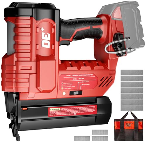 DeForce 18GA Cordless Brad Nailer, 2 Nail Gun for Milwaukee 18V Battery, 2 in 1 Electric Stapler, 2026 Upgraded Tool-Free Jam Release, 2 Firing Modes, Adjustable Depth, 1000pcs Nails(No Battery)