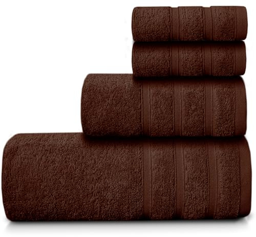 Casabella Luxury 100% Egyptian Cotton Towel Bale - 8 Pieces - 550 Gsm Xlarge Sizes_Brown_4 Pieces Set