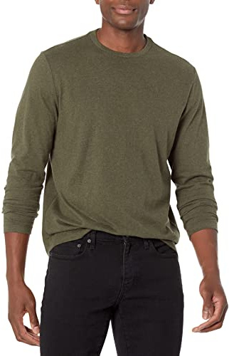 Amazon Essentials Men's Regular-Fit Long-Sleeve T-Shirt, Olive Heather, Large