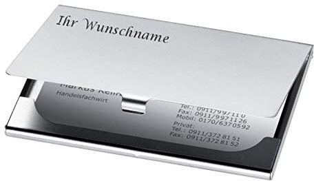 Visitenkartenetui mit Gravur / aus Metall / Farbe: grau/silbergrau