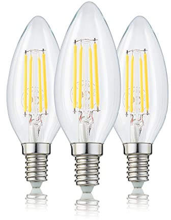 hellum LED Glühbirne Kerzenlampe E14 3er, 4,5W warmweiß LED Lampe mit 470 Lumen LED Filament, E14 Vintage Led Leuchtmittel ersetzt 40-Watt Glühbirne, C35 2700 Kelvin warmweiss Klar, 207118