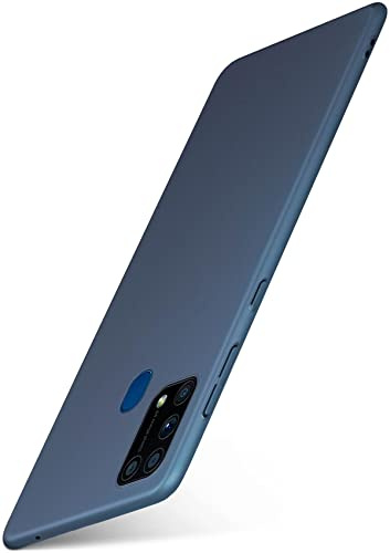 moex für Samsung Galaxy M31 Hülle Ultra Dünn, Schutzhülle mit erhöhtem Kameraschutz, Slim Cover Hardcase Backcover, Dünnste Handyhülle Minimalistisch Alpha Case, Metallic Blau