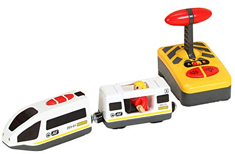 LICHENGTAI Elektrische Bahn Mit Fernsteuerung, RC Elektrozug Spielzeug Mini Fernbedienung Kinder Eisenbahn Spielzeug Knopf RC Fahrzeug Lernspielzeug für Jungen Mädchen Kleinkinder, Weiß