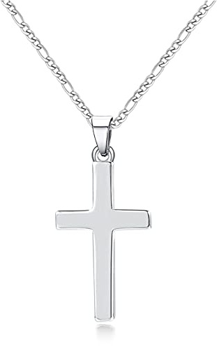 CRASLYMO Kette Damen Herren Halskette mit Klein Kreuz Anhänger für Frauen Damen Herren Schmuck Silber Gold Halsketten Kettenlänge 43cm