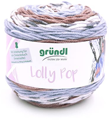 Gründl Lolly Pop 100% Polyacryl 4 x 150 g, Cappuccino-Zinn-Weiß | Häkel- und Strickgarn - Dicke Wolle mit Farbverlauf - Weich und hautfreundlich - 150 g / 240 m - Nadelstärke 5–6