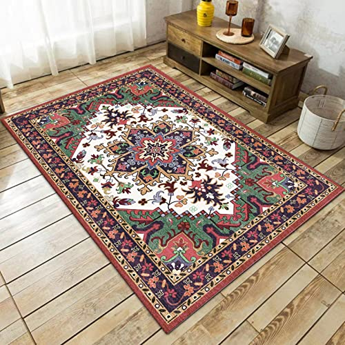 Rururug Designer Teppich Quadratisch Kurzflor Moderner Orientteppich Klassisch Gemustert Ornamente für Wohnzimmer Schlafzimmer Zimmer deko, Multicolor Vintage Blumen mit Rand 200 x 200 cm