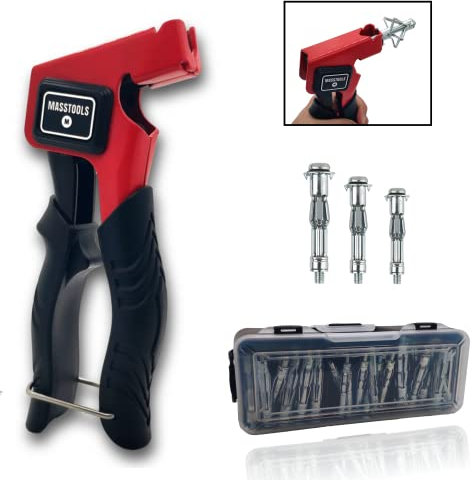 Kit Pince Cheville Molly pour Chevilles Métalliques à Expansion - Ancrage pour Placo et murs creux - Pince antiderapante + 30 chevilles anti rouille M4, M5, M6 - Utile aux professionnels et debutants