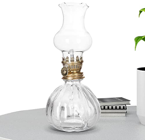 Yeeda Lampada a olio a petrolio, retrò, grande capacità, in vetro a petrolio, trasparente, lanterna a cherosene, luce d'emergenza vintage, per interruzione di corrente domestica