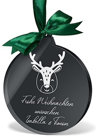 Personalisierte Christbaumanhänger Weihnachten - Christbaumkugel Weihnachtskugeln in Milchglasoptik - Christbaumschmuck Acrylglas - Baumschmuck Deko Weihnachten gestalten