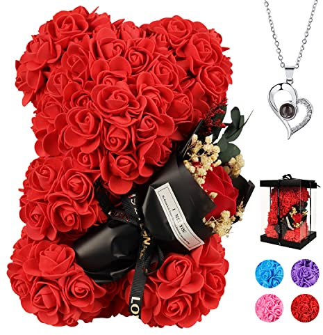 K KYMAKE Regali di San Valentino, orso di rosa, orso di fiori di rosa, regali per donne, regali di orsacchiotto di rosa, regali di San Valentino per lei, regali di fiori di orsacchiotto di rosa, festa