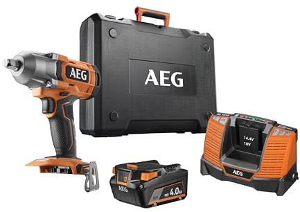 AEG - Avvitatore a percussione 18 V Brushless 410 Nm - Quadrato 1/2 - Viene fornito con 2 batterie da 4 Ah e caricatore - BSS18C12ZC-402C