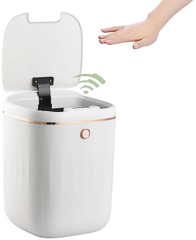 ERICAT Poubelle De Salle De Bain, Poubelle Automatique De 20 litres avec Couvercle, Poubelle De Chambre À Capteur De Mouvement Étanche, Trois Modes De Détection avec Mode Ouvert, pour Chambre