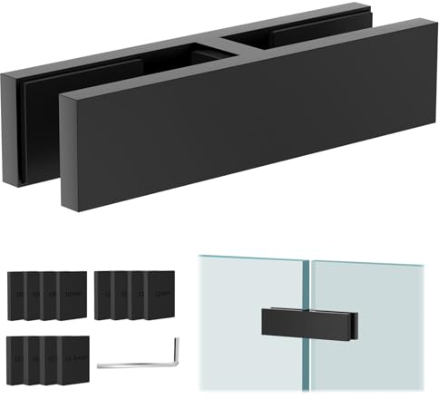 Gyykzz Lot de 1 pince noire pour garde-corps en verre, 180 degrés double face pour balustrade Thinkness de 10 mm-13 mm, support de garde-corps SST304 pour clôture, balcon, terrasse, intérieur et