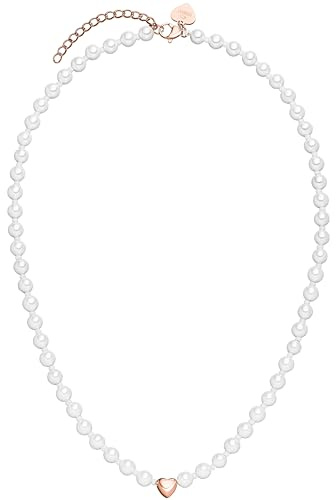 Purelei Damen Halskette aus Edelstahl, Perlenmix & Herzanhänger, Wasserfeste Kette 40-45 cm, Verstellbare Kette für Frauen, Langlebig & Modern