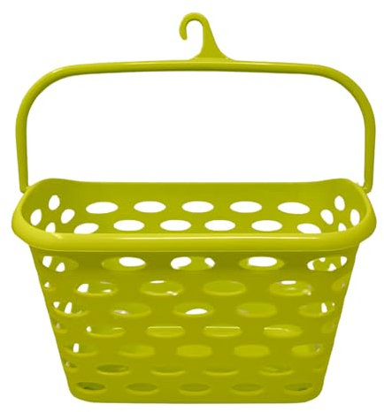 Durable Plastic Peg Tidy Basket Laundry/Clothes Pegs with Handle Light Weight Convenient Size for All Garment Hanging with Hook Washing Line Airer Basket (Green Peg Basket)