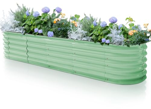 Byhagern Parterres de Jardin surélevés pour l'extérieur, Pot de Fleurs avec revêtement antirouille avec Bordure de sécurité, parterres de Jardin surélevés pour légumes, Fleurs, Herbes (Vert)……