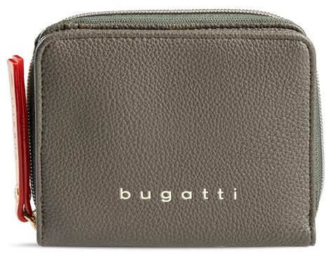 bugatti Ella kleines Portemonnaie für Damen, Frauen-Geldbeutel aus Kunstleder, Damen-Geldbörse in Olive