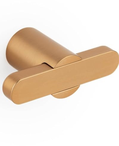 Gedotec Möbelknopf aus Vollmetall messing gebürstet | FUSION | Knöpfe für Küchenschränke - 58 x 31,5 mm inkl. Befestigungsmaterial | Türknöpfe für Schränke Schubladengriff